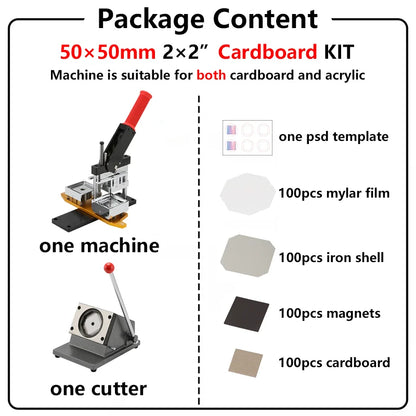 50*50mm 2.5*2.5" Square Refrigerator Badge Making Machine DIY Paper Cutter Photo Magnetic Materials