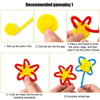 Creative Wires Chenille Wire Pipe Cleaners Flower Headband Diy Colorful DIY Plush Stem Wired Twist Stick