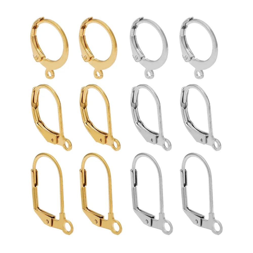 20pcs Stainless Steel 18k Gold Color Round Earwire Hooks Hoop Earrings Findings for DIY Women Earrings Connectors Jewelry Making