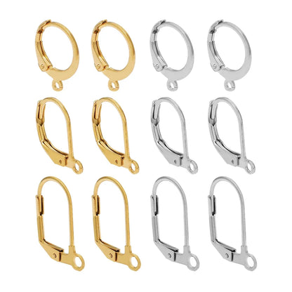 20pcs Stainless Steel 18k Gold Color Round Earwire Hooks Hoop Earrings Findings for DIY Women Earrings Connectors Jewelry Making