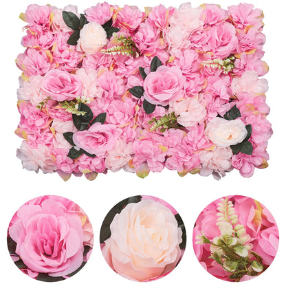12 Pcs Flower Wall Panels Pink Wall Backdrop Panels Set 60x40cm Artificial Rose & Dahlia