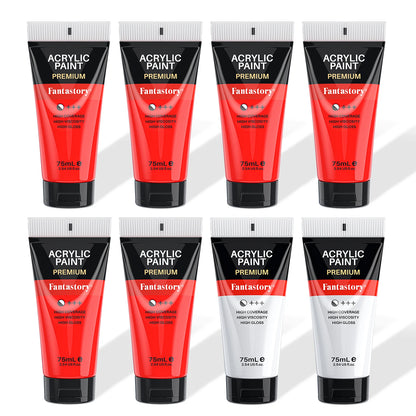 Acrylic Paints 20 oz, 8 Pack (6 Red & 2 White) Tubes, Premium Thick Craft Paints