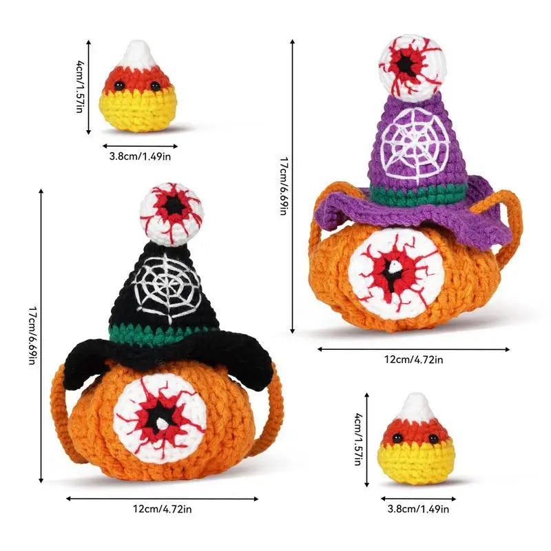 Halloween Complete Crochet Beginner Kit Unfinished Material Package Crochet Kit Strange Eyeball Pumpkin