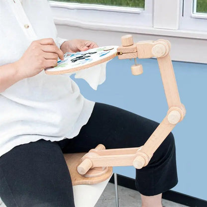 Rotation Adjustable Wooden Embroidery Hoop Desktop Stand Cross Stitch Rack Frames Rings