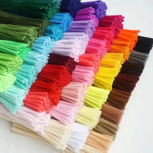 100pcs Colorful Chenille Stems Pipe Cleaners Plush Tinsel Stem Wired Twist Sticks DIY Craft