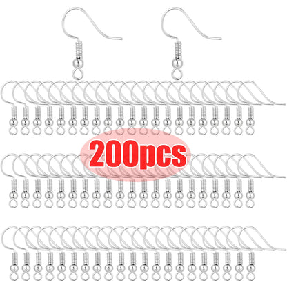100/200pcs DIY Earring Findings Clasps Hooks Stainless Steel Hypoallergenic Earring Making Accessories Hook Earwire