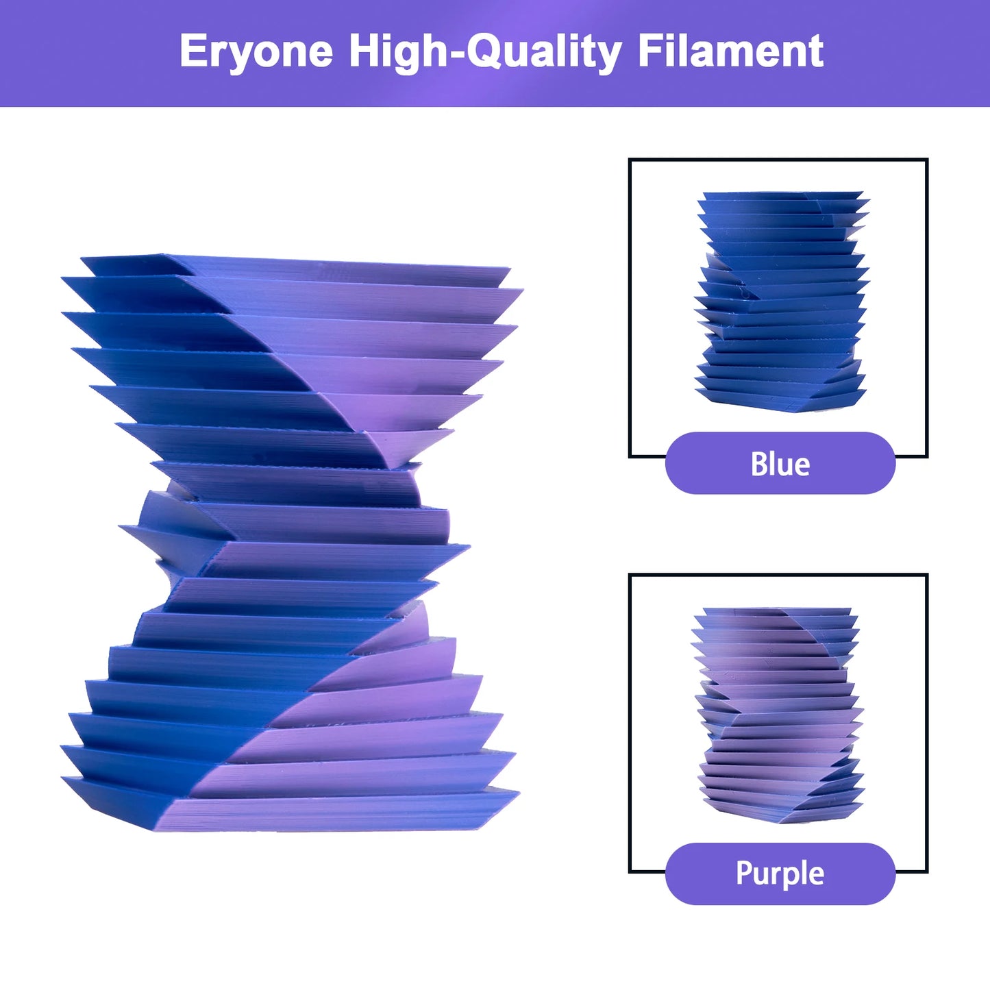 ERYONE Matte Dual Color PLA Filament 1.75 mm for 3D Printers,Accuracy +/- 0.03mm,1kg/ Spool(2.2lbs)