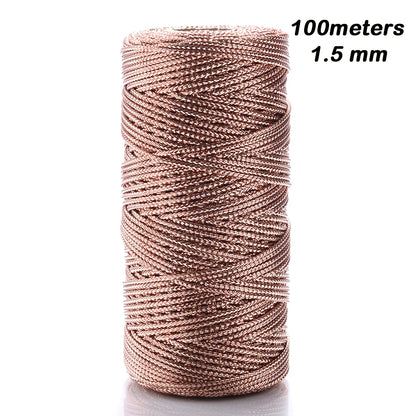100m/Roll Golden Thread Silver Cord Packing Rope Ornament String For DIY Needlework 1.5mm