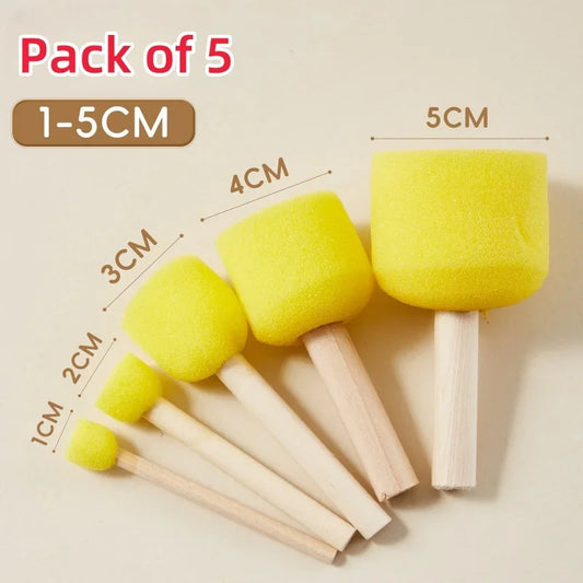 5 Pcs Round Mushroom-Shaped DIY Painting Sponge Brush, Elastic Material For Smooth Painting Experience