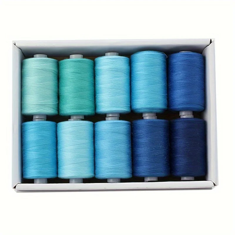Sewing Thread - 10 Polyester Threads for Hand Stitching, Quilting & Sewing Machine - Set of 1000 yds Per Spool