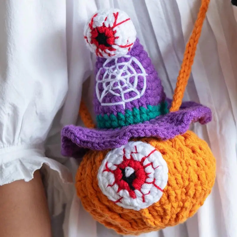 Halloween Complete Crochet Beginner Kit Unfinished Material Package Crochet Kit Strange Eyeball Pumpkin
