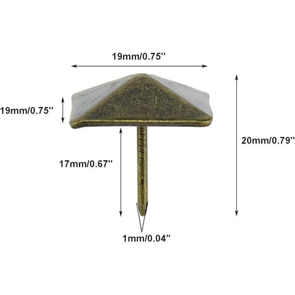 100Pcs Bronze Upholstery Tacks Square Head Bubble Nails Furniture Thumb Tacks Decorative