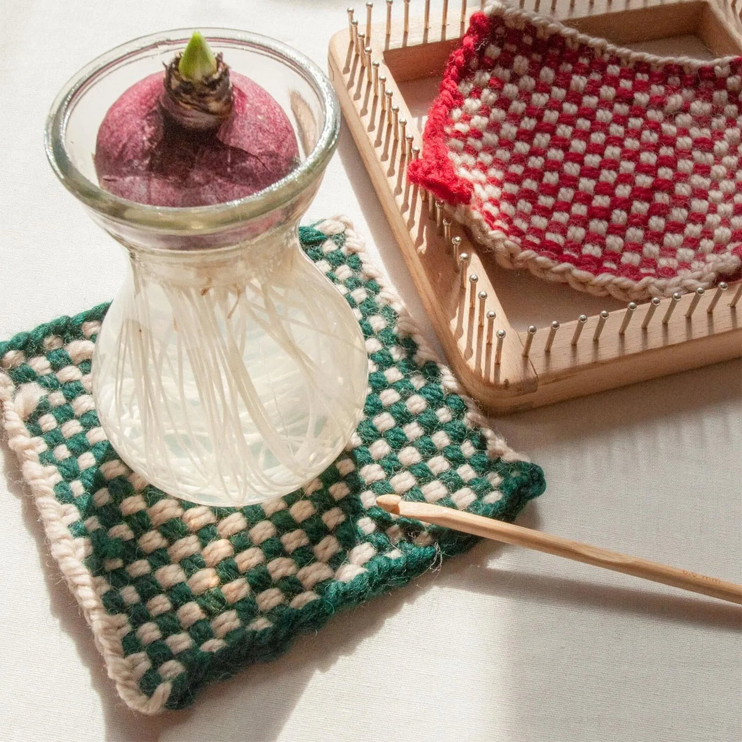 Knitting Tool with Hooks Wooden Crochet Board