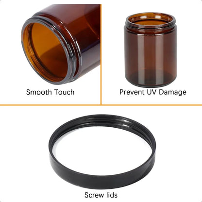 8 oz Amber Glass Jars with Lids 15 Pack