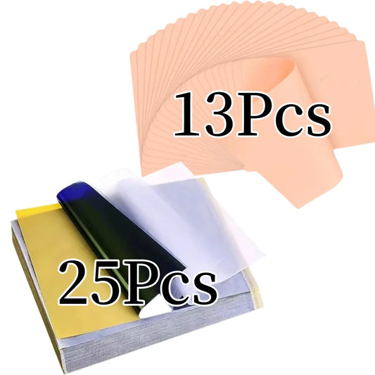 38pcs Tattoo Kit 13pcs Tattoo Skin Practice And 25pcs Transfer Paper Set Double Sides Tattoo Training Skin