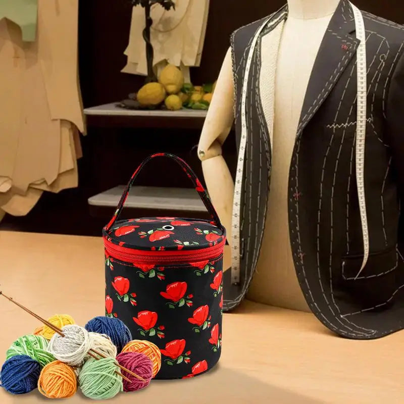 Knitting Project Bag Oxford Fabric Tote Bag With Zipper Yarn Storage