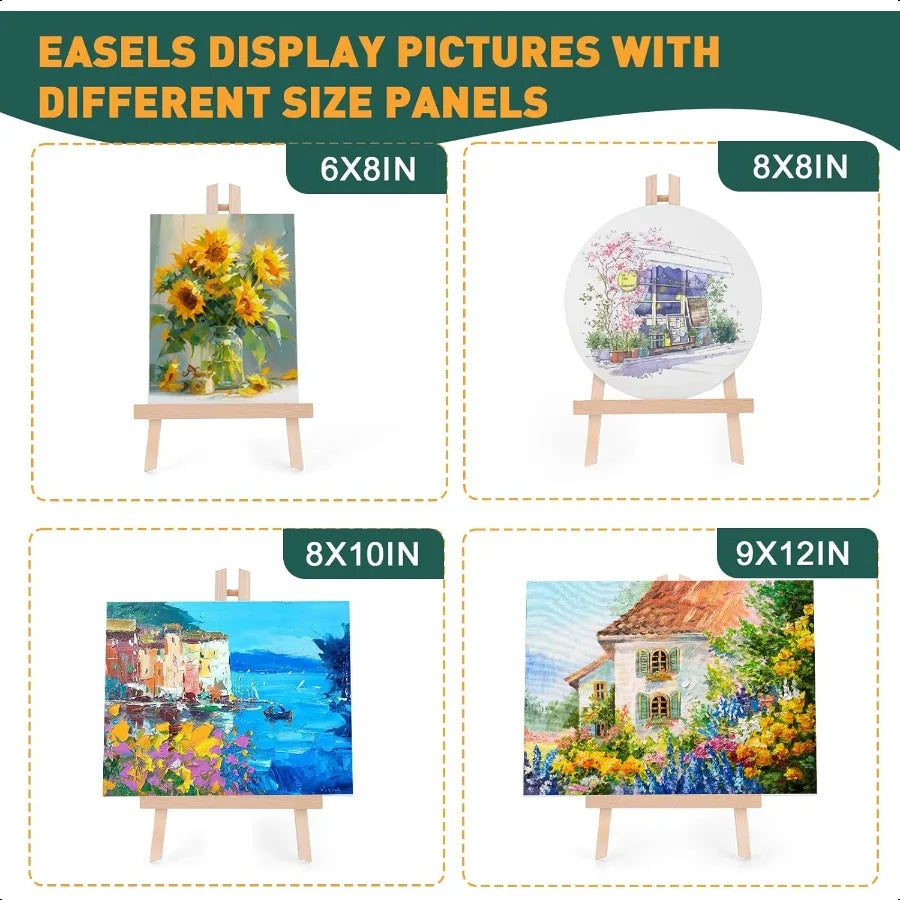 Acrylic Paint Canvas Set52 Piece Painting plies Kit with 2 Wood Easel 2 12Colors 2 10 Brushes Circular Canvas