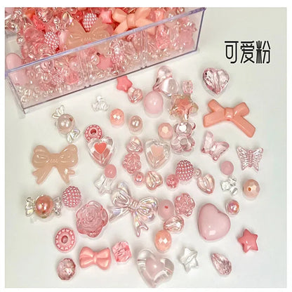 10/30g 8 Style Acrylic Beads Heart Bow Flower Loose Beads for Jewelry Making