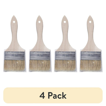 (4 pack) Unbranded Natural Bristle Flat 3-in. Chip Paint Brush
