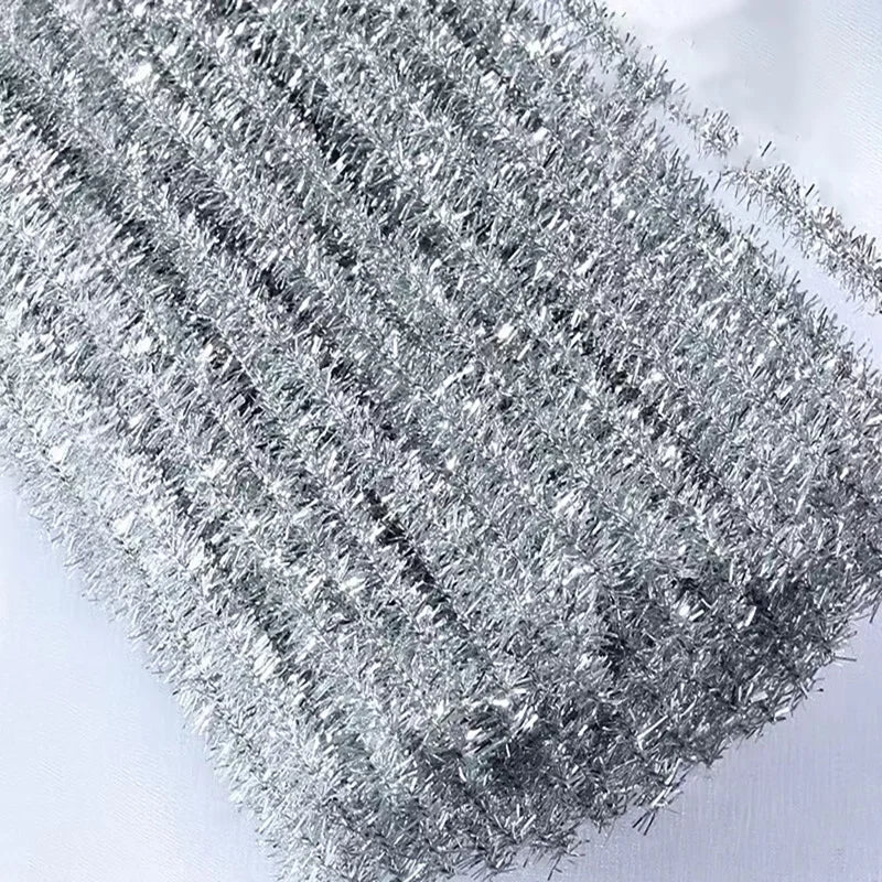 10/50/100 Glitter Chenille Stem Pipe Cleaner Plush Metal Foil Stem Wire Sticks DIY