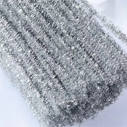 10/50/100 Glitter Chenille Stem Pipe Cleaner Plush Metal Foil Stem Wire Sticks DIY