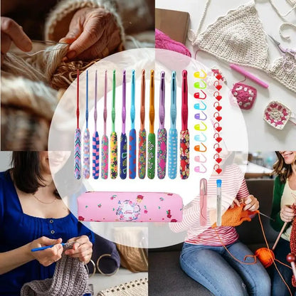 Crochet Hook Kit Needles Ergonomic Soft Grip Handles Crochet Kit