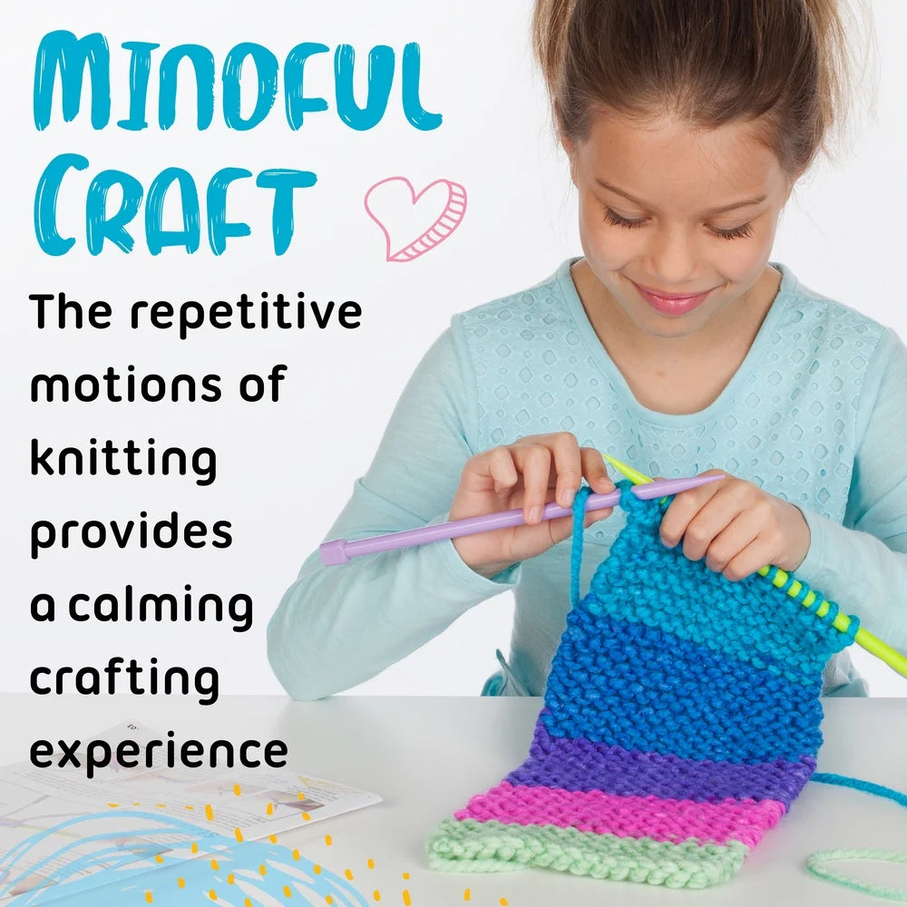 DIY Knitting Kit Kids Ages 9-12 Scarf Crafting 90 Yards Yarn