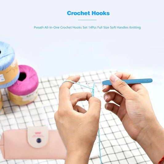 14Pcs Knitting Needles Kit 2.0-8.0mm Crochet Kit Yarn