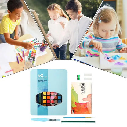 Watercolors Paint Set 48 Colors Set Palette Pastels Travel