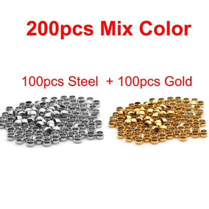 100-200Pcs 1.5 2 2.5 3mm Stainless Steel Ball Stopper Crimp End Beads Positioning Spacer Beads