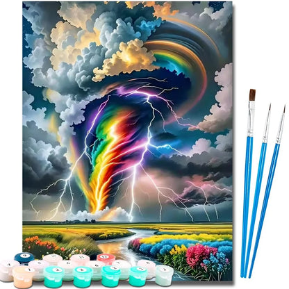 Colorful Tornado DIY Art Paint By Numbers Landscape Kit Hand Painted On Canvas