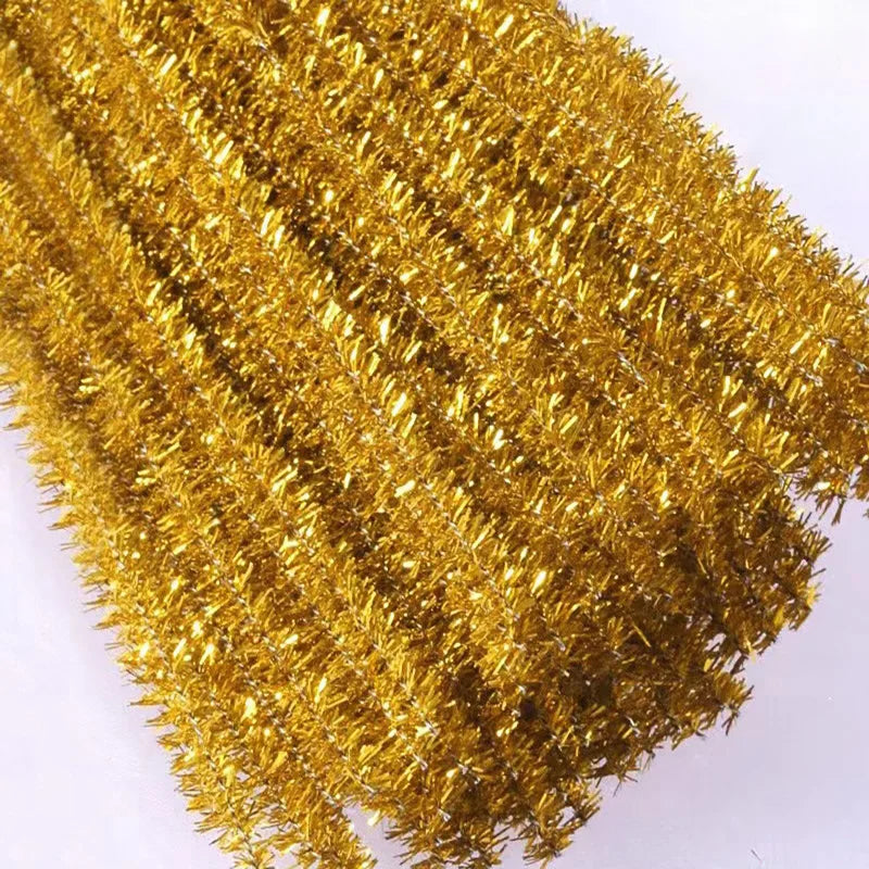 10/50/100 Glitter Chenille Stem Pipe Cleaner Plush Metal Foil Stem Wire Sticks DIY