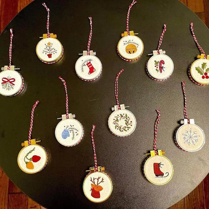 Christmas Embroidery Kits Handmade Stamped Colourful Needlepoint Kit Set Christmas Pendants Circles