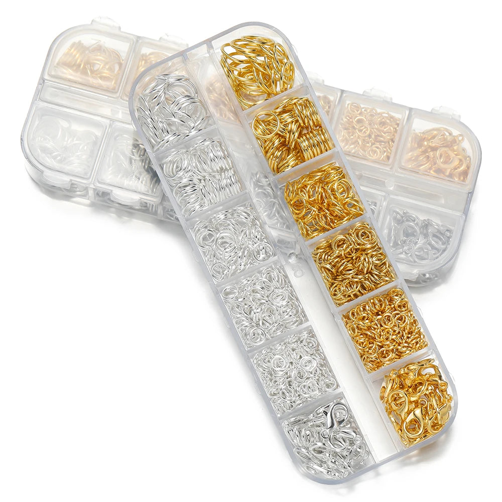 930pcs/Box Jewelry Findings Kits Open Jump Rings Lobster Clasps Hooks Pliers Tweezers for DIY Bracelet Necklace Jewelry Making