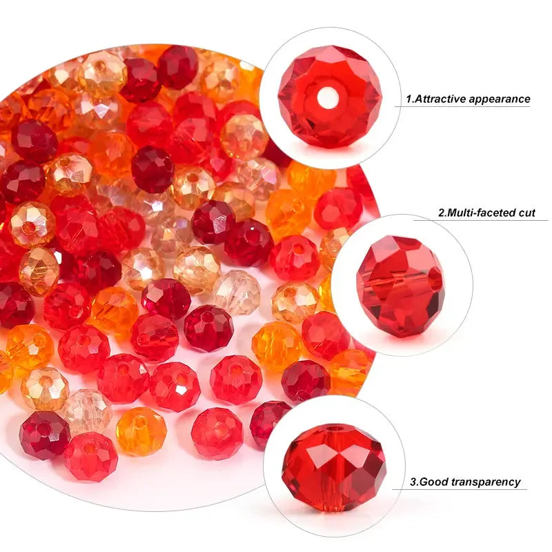 3*4mm 4*6mm Rondelle Faceted Glass Beads Loose Spacer Crystal Round Beads for Jewelry Making