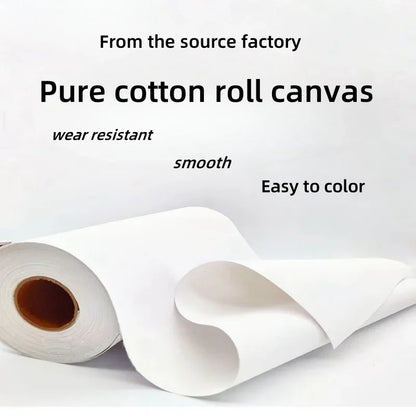 10M/Roll Cotton Canvas Roll,White Blank Specialized Suitable for Oil Painting,Acrylic Pigments,27,37,47,,57,67,77,87cm Wide