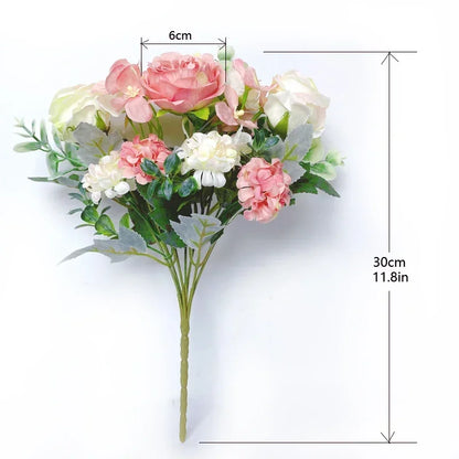 7 heads high quality peony Artificial flowers silk peonies bouquet Rose hydrangea