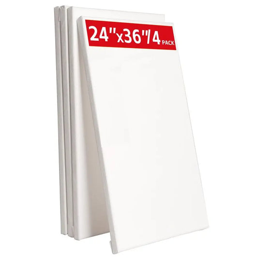 Canvases for Painting 4 Pack 24x36 Canvas Large Canvas for Painting, White Painting Canvases for Acrylic, Oil, Tempera, Watercol
