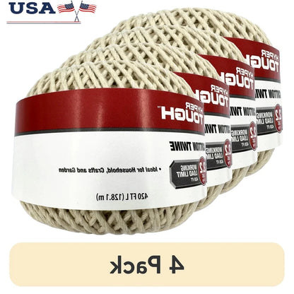 4 Pack 420 Feet Natural Cotton Twine Household String