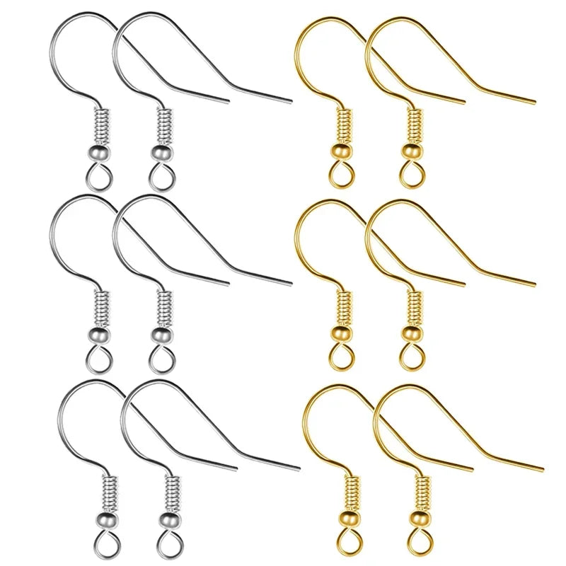 100/200pcs DIY Earring Findings Clasps Hooks Stainless Steel Hypoallergenic Earring Making Accessories Hook Earwire