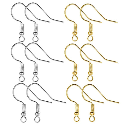 100/200pcs DIY Earring Findings Clasps Hooks Stainless Steel Hypoallergenic Earring Making Accessories Hook Earwire