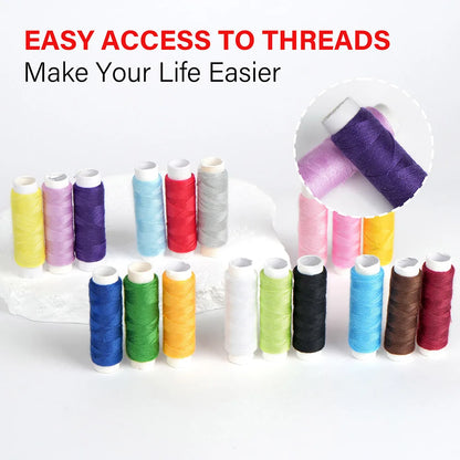 Sewing Kit - Mixed Color Canvas Sewing Kit - Portable, Mini, Basic - Travel, Everyday Repairs