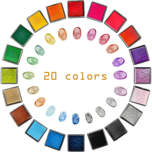Craft Ink Pad Stamps Partner Color,20 Colors Rainbow Finger for Kids (Pack of 20)