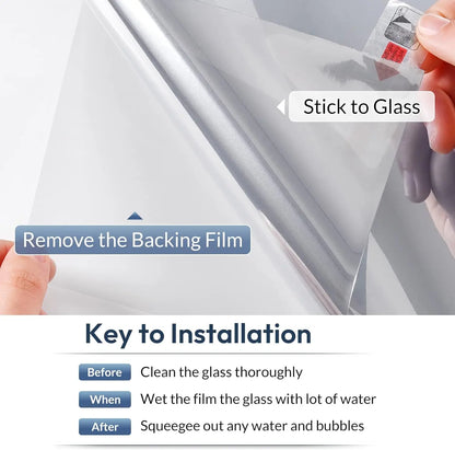 1-4 Meter Length Mirror Window Film Daytime Privacy One Way Vision Self Adhesive Solar Protection Tint