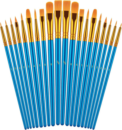 20 oil watercolor acrylic paint brushes, blue