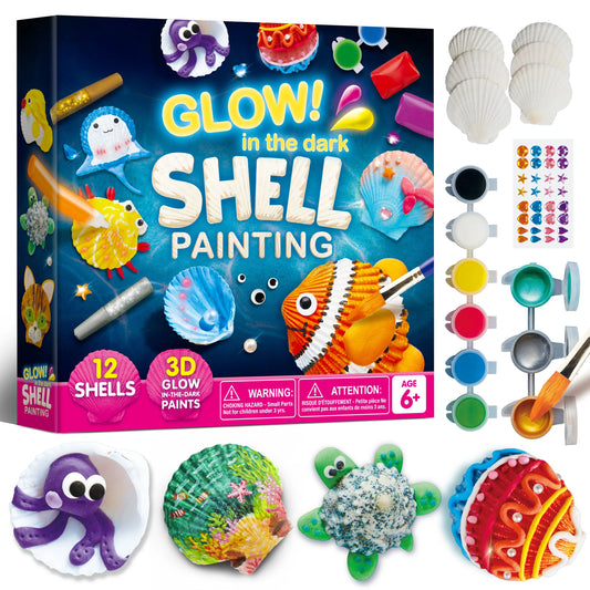 JOYFY 12PCS Kids Sea Shell Painting Kit Glow in The Dark-Arts & Crafts