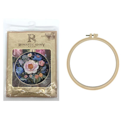 Flower Stamped Cross Stitch Embroidery Kits with Hoop Cloth Color Thread