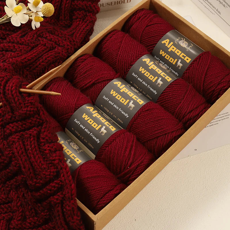 Alpaca Wool Yarn 500g DIY Knitting Kit 245 Stick Needle Thick Warm Yarn