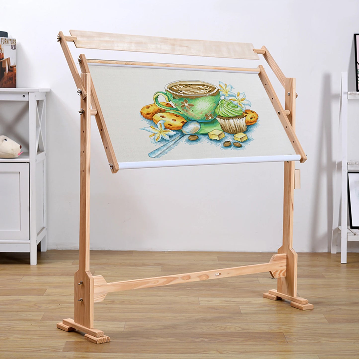 Wooden Embroidery Hoop Stand Angle Adjustable Cross Stitch Holder Frame Rack