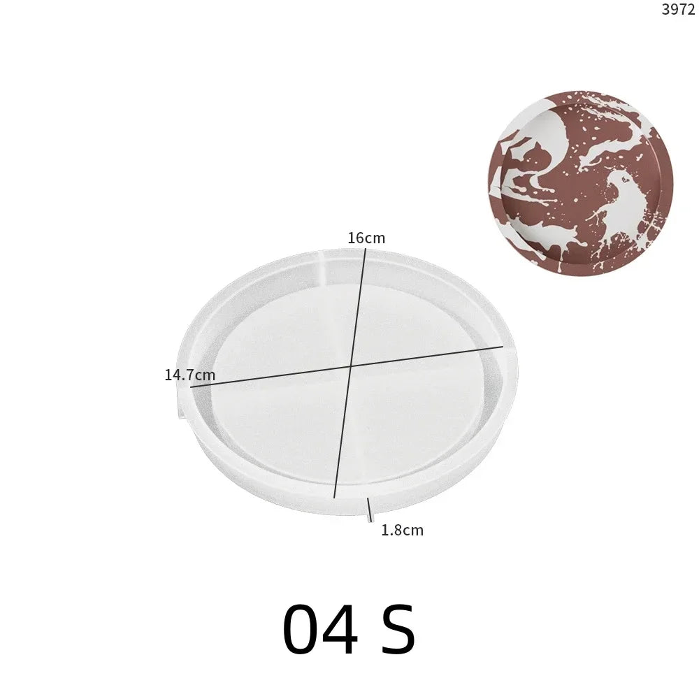 Round Tray Clay Silicone Molds Storage Plate Epoxy Resin Jewelry Display Flowerpot Candle Holder Concrete